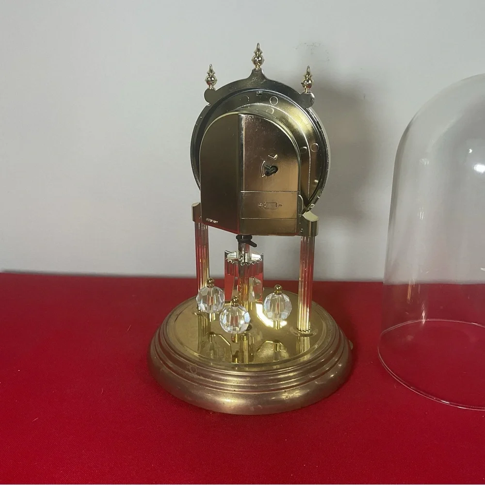 Kundo Anniversary Clock with Moonphase Dial & Quartz Movement Glass Dome, W Germ